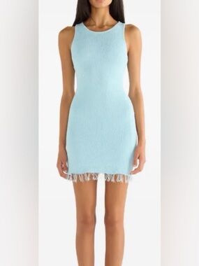 ASTA Resort Light Blue Sleeveless Midi Dress with Subtle Sparkle